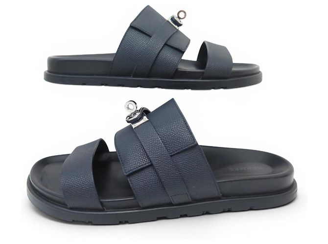Hermès NEUE HERMES JACKSON SANDALEN H242949Z 41 EPSOM LEDER BLAU SHOES Marineblau - Ansicht 3