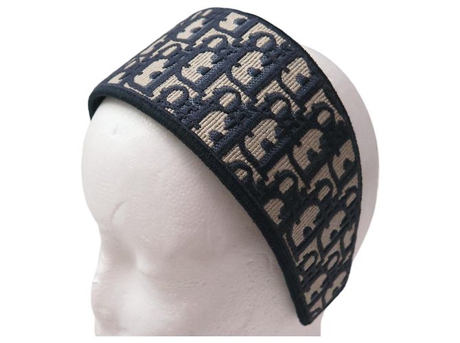 NEW CHRISTIAN DIOR HEADBAND OBLIQUE CANVAS NAVY BLUE - view 5