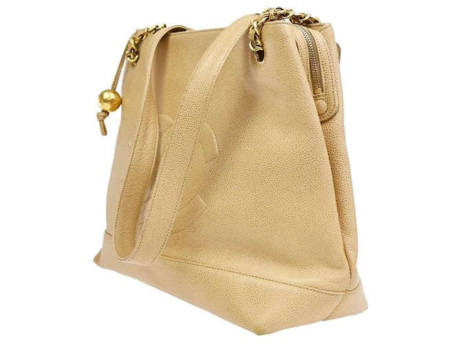 Chanel Vintage Timeless Chain Caviar Medium Beige - vista 3