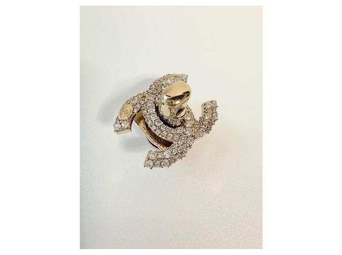 CHANEL fibbia CC turnlock oro swarovski D'oro - vista 2
