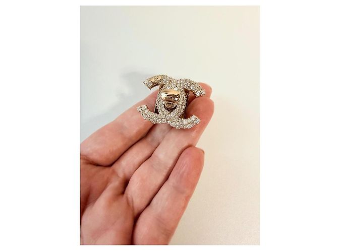 CHANEL fibbia CC turnlock oro swarovski D'oro - vista 8