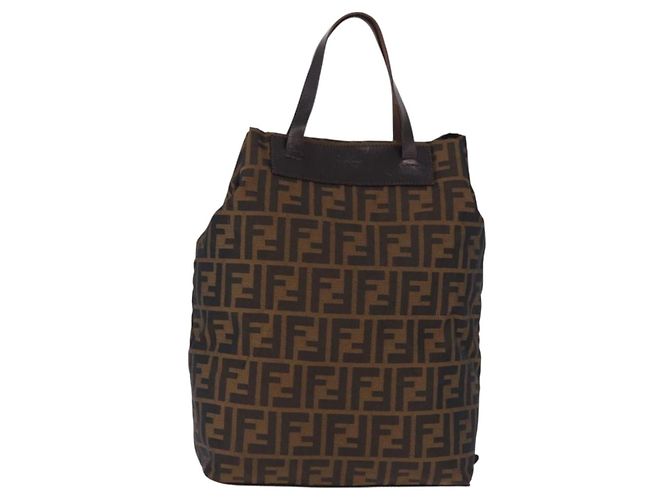 FENDI Zucca Canvas Hand Bag Black Brown - vista 13