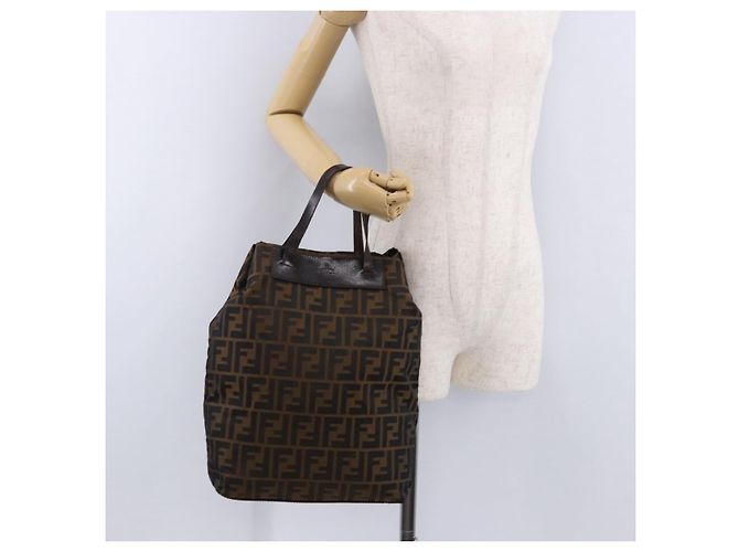 FENDI Zucca Canvas Hand Bag Black Brown - vista 20