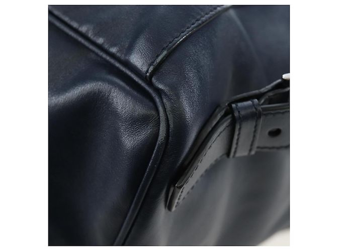 PRADA Backpack Leather Navy Silver - view 8