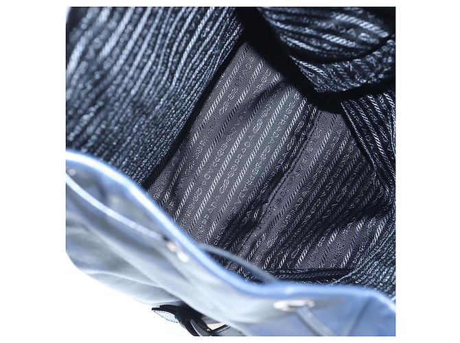 PRADA Backpack Leather Navy Silver - view 9