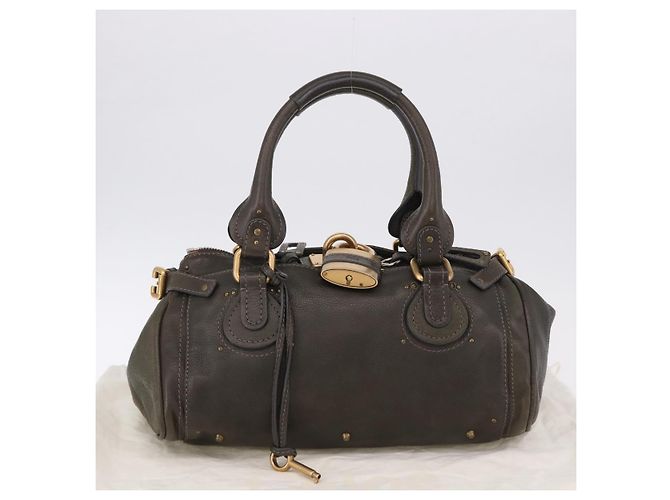 Chloé Chloe Paddington Hand Bag Leather Khaki Silver gold - vista 12
