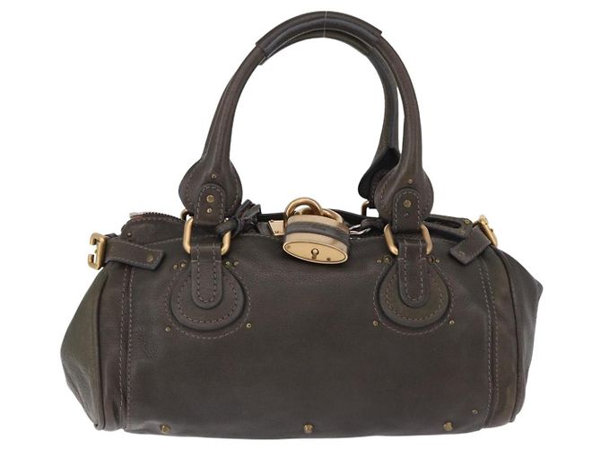Chloé Chloe Paddington Hand Bag Leather Khaki Silver gold - vista 13