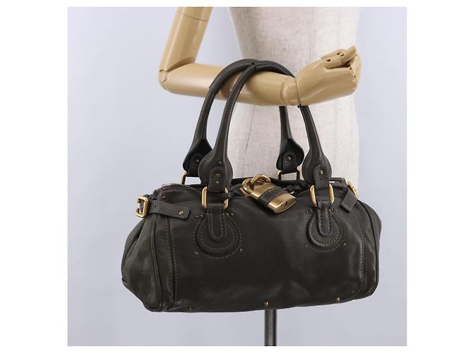Chloé Chloe Paddington Hand Bag Leather Khaki Silver gold - vista 26
