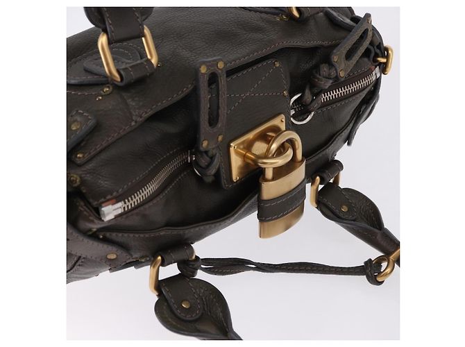 Chloé Chloe Paddington Hand Bag Leather Khaki Silver gold - vista 6