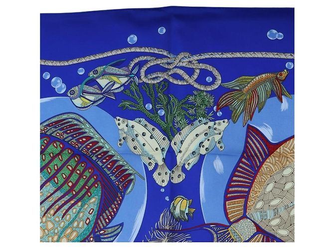 Hermès HERMES Carre 90 Scarf  Grands Fonds  Silk Blue - vista 3