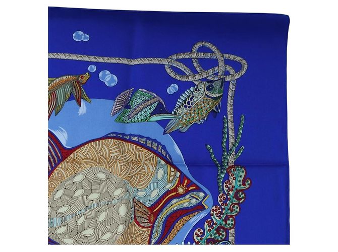 Hermès HERMES Carre 90 Scarf  Grands Fonds  Silk Blue - vista 4