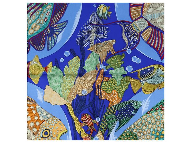 Hermès HERMES Carre 90 Scarf  Grands Fonds  Silk Blue - vista 6