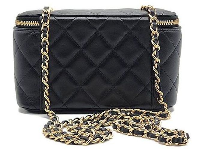 Chanel Borsa crossbody Vanity con catena in pelle di agnello Nero - vista 3