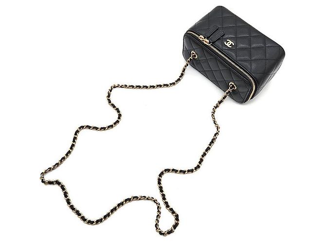 Chanel Borsa crossbody Vanity con catena in pelle di agnello Nero - vista 4