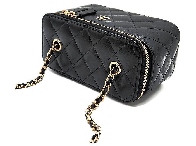 Chanel Borsa crossbody Vanity con catena in pelle di agnello Nero - vista 6