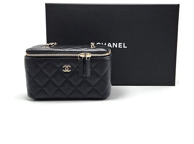 Chanel Borsa crossbody Vanity con catena in pelle di agnello Nero - vista 9