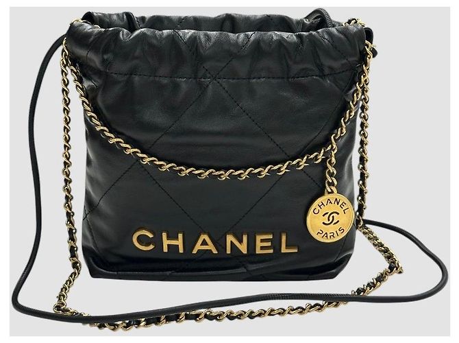 Chanel Mini Bag 22 Nero in Pelle di Vitello - vista 10