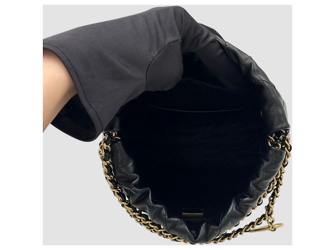 Chanel Mini Bag 22 Nero in Pelle di Vitello - vista 6