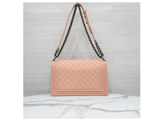 Chanel Borsa Medium Flap in pelle d'agnello Rosa Argento - vista 3