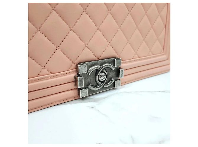 Chanel Borsa Medium Flap in pelle d'agnello Rosa Argento - vista 6