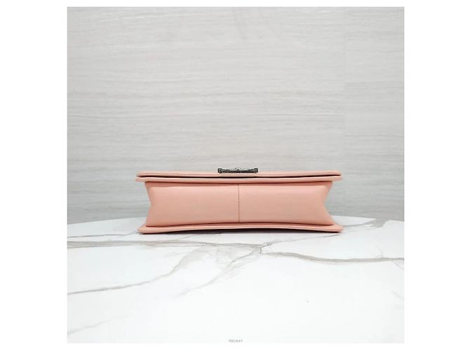 Chanel Borsa Medium Flap in pelle d'agnello Rosa Argento - vista 7