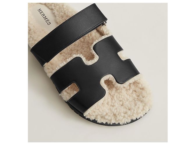 Hermès Sandali in shearling Nero - vista 10