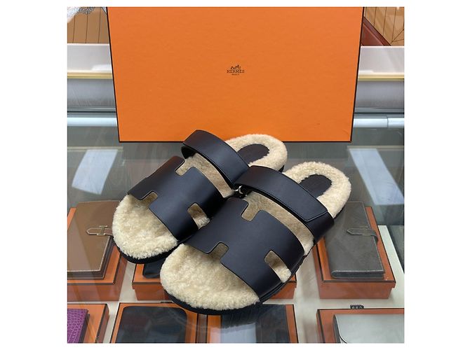 Hermès Sandali in shearling Nero - vista 2