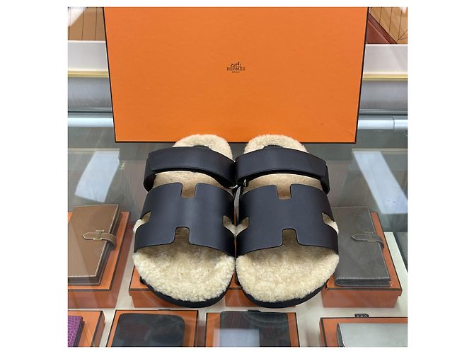 Hermès Sandali in shearling Nero - vista 4