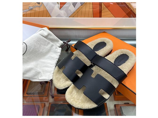 Hermès Sandali in shearling Nero - vista 6