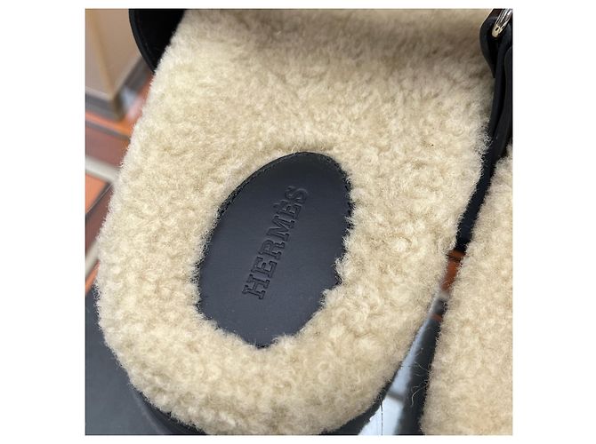 Hermès Sandali in shearling Nero - vista 8