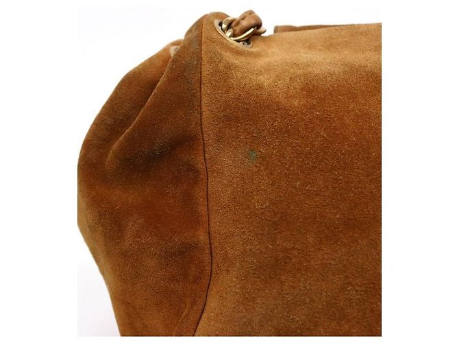 Chanel Borsa a tracolla a fisarmonica con catena in camoscio marrone - vista 11