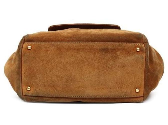 Chanel Borsa a tracolla a fisarmonica con catena in camoscio marrone - vista 4