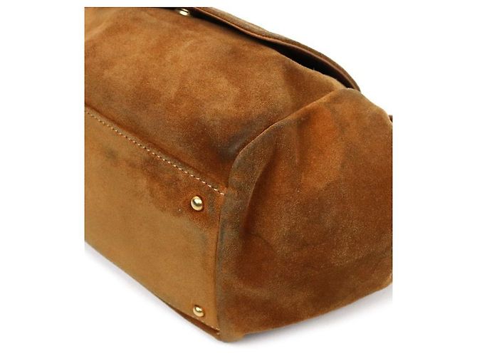 Chanel Borsa a tracolla a fisarmonica con catena in camoscio marrone - vista 6