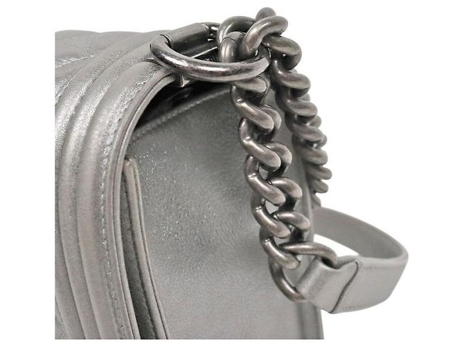 Chanel Bolso de hombro Boy grande plateado Plata - vista 10
