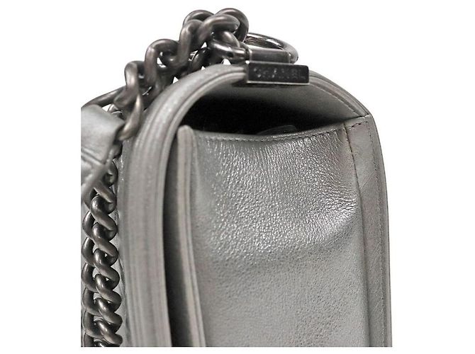 Chanel Bolso de hombro Boy grande plateado Plata - vista 11