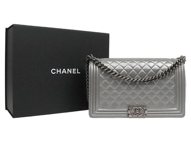 Chanel Bolso de hombro Boy grande plateado Plata - vista 5