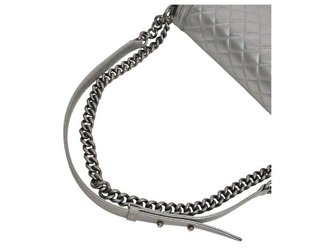 Chanel Bolso de hombro Boy grande plateado Plata - vista 7