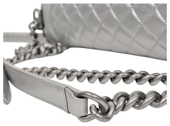 Chanel Bolso de hombro Boy grande plateado Plata - vista 8