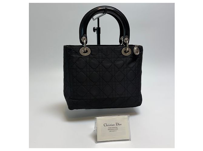 Dior Borsa Tote Small Lady Cannage (Nero con Hardware Argento) - vista 11