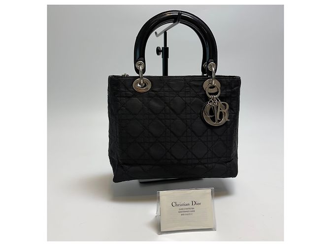 Dior Borsa Tote Small Lady Cannage (Nero con Hardware Argento) - vista 4