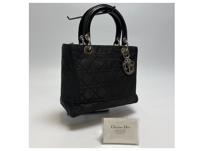 Dior Borsa Tote Small Lady Cannage (Nero con Hardware Argento) - vista 5