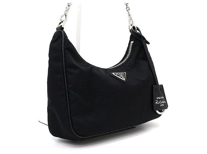 Prada Borsa a spalla e crossbody multi Hobo Re-Edition in Tessuto nero - vista 4