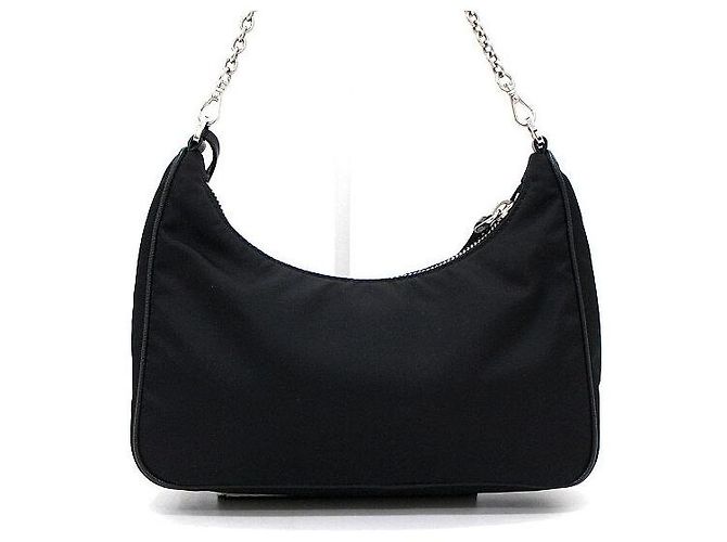 Prada Borsa a spalla e crossbody multi Hobo Re-Edition in Tessuto nero - vista 5