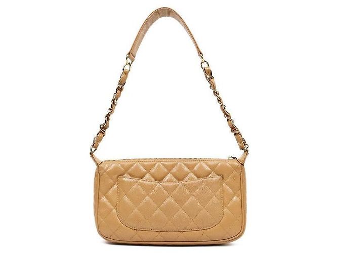 Chanel Borsa a tracolla Beige Caviar Big CC Chain Marrone - vista 3