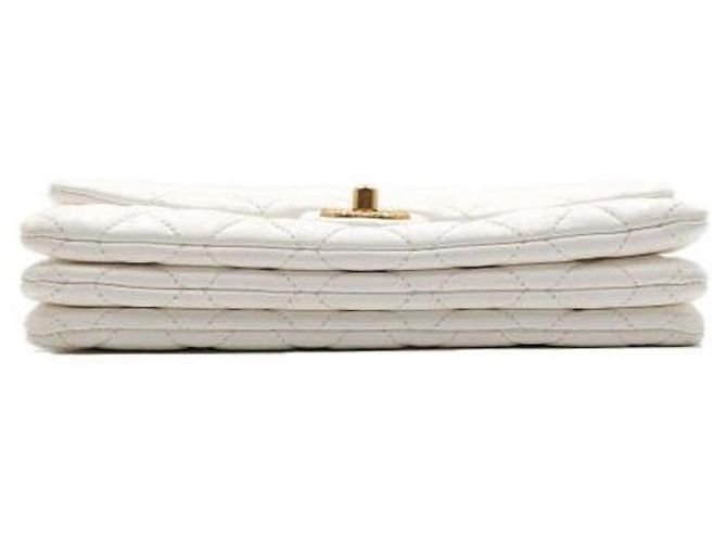 Chanel Borsa a tracolla Medium in pelle d'agnello bianca con patta CC e chiusura girevole, catena dorata Bianco - vista 9