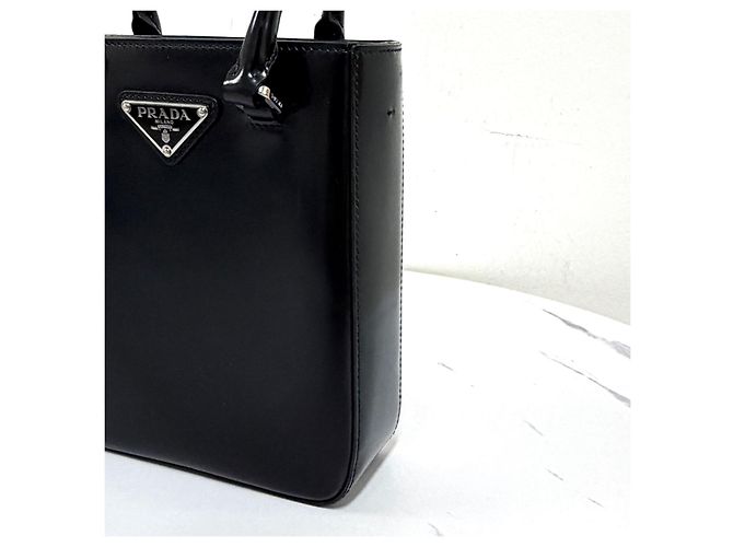 Prada Mini borsa tote spazzolata e borsa a tracolla Nera Nero - vista 11