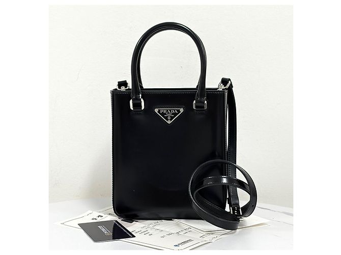 Prada Mini borsa tote spazzolata e borsa a tracolla Nera Nero - vista 3