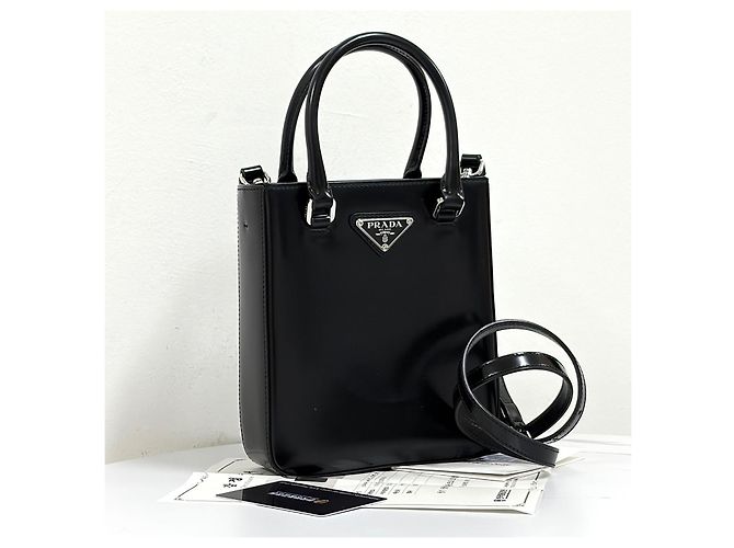 Prada Mini borsa tote spazzolata e borsa a tracolla Nera Nero - vista 4