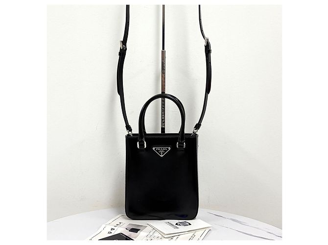 Prada Mini borsa tote spazzolata e borsa a tracolla Nera Nero - vista 5