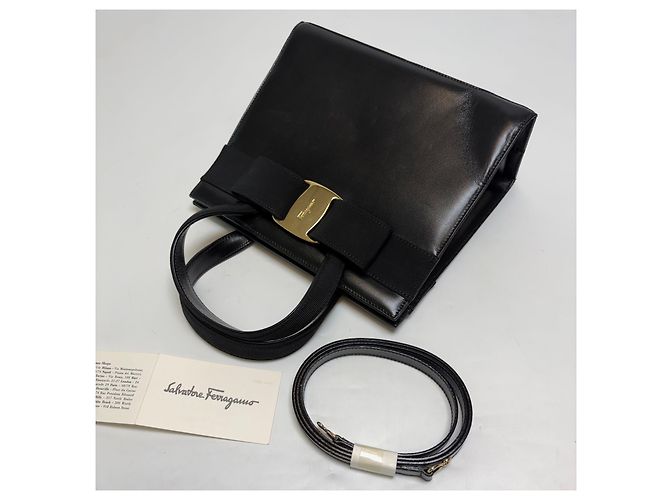 Salvatore Ferragamo Borsa Tote Iconic Bow Ribbon Nera Nero - vista 11